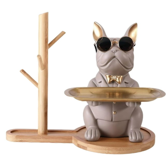 jifeng Chic Statue Sculpture Candy Jewelry Trinkets Keys Storage Holder Tray Organizer Gray