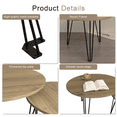 thumbnail image 4 of Yoneston 27.56" Round Nesting Coffee Table Set of 2, Wooden Tabletop End Table with Sturdy Metal Legs for Living Room Bedroom, Brown, 4 of 11