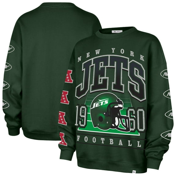 Women's '47  Green New York Jets Go Big Oversized Pullover Sweatshirt