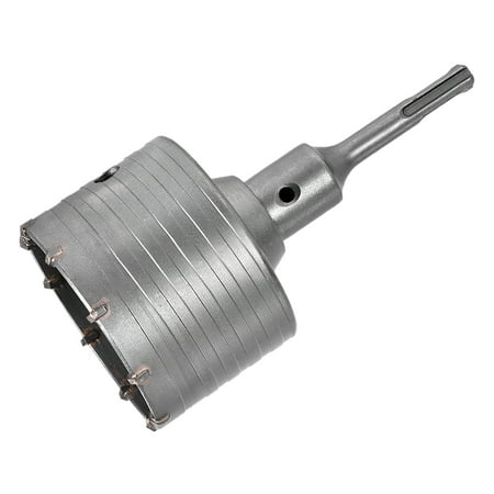 

Wall Hole Drill Bit 85mm Hole Saw Cutter 100mm Drilling Depth Round Shank with Connecting Rod for SDS X4 Impact Drill