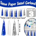 thumbnail image 2 of Banner con forma de guirnalda con borlas en forma de hisilla, azul marino, blanco y plateado, 45, 2 of 6