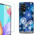 thumbnail image 1 of Slim-Fit Flexible TPU Gel Phone Case (black) for Samsung Galaxy A52 5G, with Tempered Glass Screen Protector, by OneToughShield ® - Dandelion Stars, 1 of 3