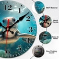 thumbnail image 2 of Wall Clock, Brown Wooden Board Silent Non Ticking Battery Operated Round Decorative Indoor Outdoor Clocks for Living Room Kitchen Bedroom Bathroom Patio 12", 2 of 6