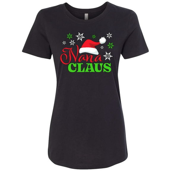 Inktastic Nana Claus with Christmas Santa Hat and Snowflakes Women's T-Shirt