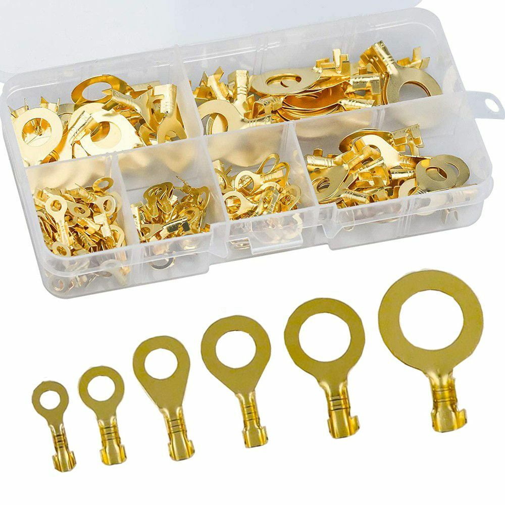 Wire Connector Ring Pressure Head Cold Pressing Terminals Circular Lugs(gold)(150pcs)