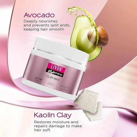 Livon Style Pro Hair Clay Wax for Women & Men| Sculpt & Style with Matte finish |24 Hour Definition| With Kaolin Clay & Avocado | All Hair Types | 100g