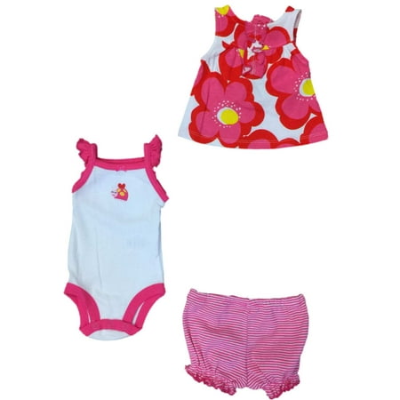 Infant Toddler Girls Pink Yellow Daisy Floral Ladybug Outfit 3 Piece Outfit