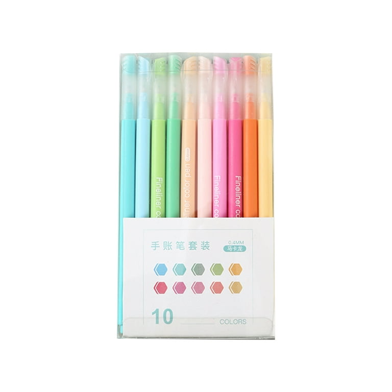 10 Color Pens Set Writing Pens 0.4mm Tip Fineliner Fast-dry For