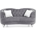 thumbnail image 3 of Gray Velvet Loveseat Sofa with Recessed Arms, Compact Two-Seater for Small Spaces, No Assembly Required, 3 of 5