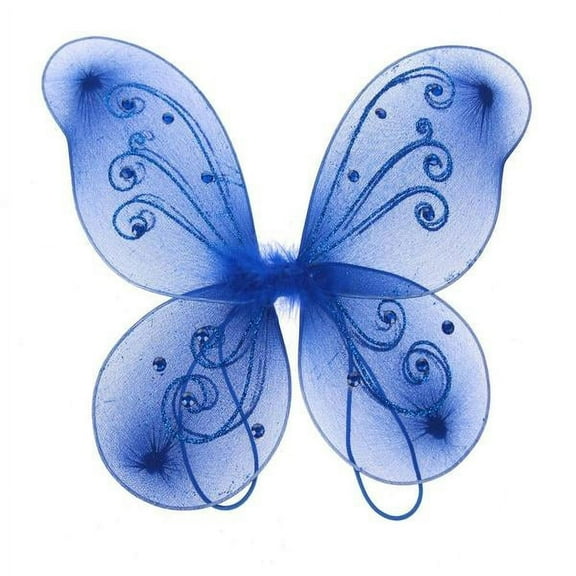 Organza Nylon Butterfly Wings with Glitters, 12-Inch - Royal Blue