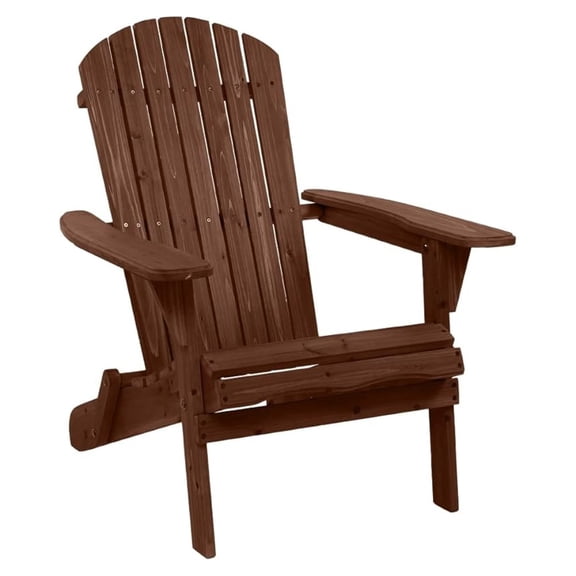 Wood Adirondack Chair, Folding Wooden Lounge Seating, All Weather Outdoor Furniture Chair with Armrest for Garden Yard Beach, 350 LB Support - Carbonized