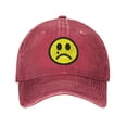 thumbnail image 1 of DouZhe Adjustable Washed Cotton Baseball Cap - Sad Face Prints Vintage Dad Hat Unisex Sports Caps (Red), 1 of 6