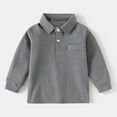 thumbnail image 2 of Uniform Shirts For Boys Boys Thanksgiving Shirt Boys' Long Sleeve Pique Polo Shirt Winter Soft Casual Polo Shirt School Uniform for Kids Grey 3-4 Years, 2 of 4
