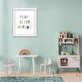 thumbnail image 2 of 8x10 Framed Nursery Wall Art Colorful Play Sleep Repeat Poster In White Wood Frame For Kid Bedroom, 2 of 5