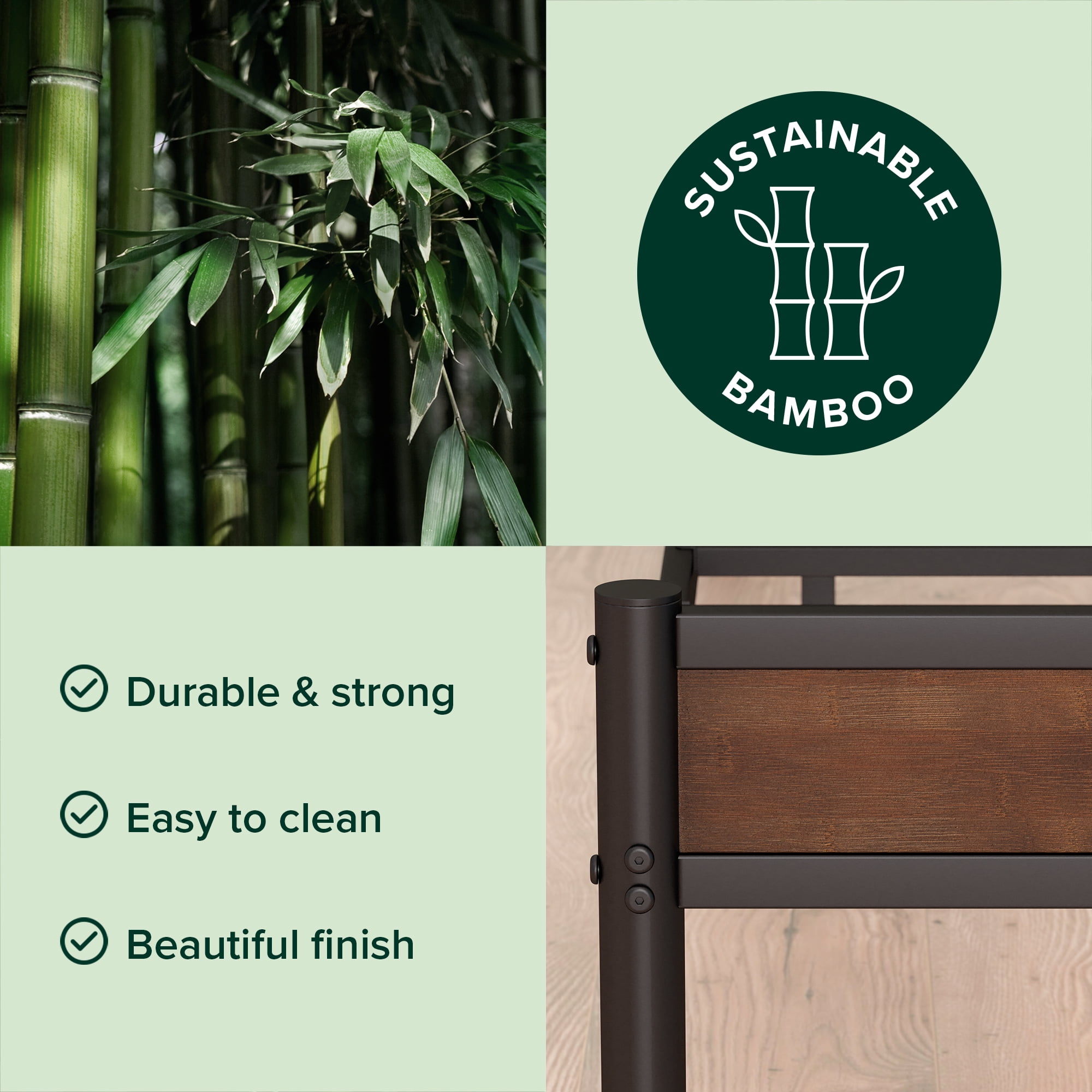 Zinus 39" Roman Bamboo and Metal Platform Bed Frame, Twin