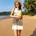 thumbnail image 3 of Vsdgher Robes d'Été Imprimé Train pour Femmes Robe de Plage Décontractée Col en U Sans Manches Robe d'Été Ample avec Poche, 3 of 7