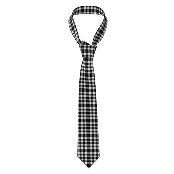 Balery White And Black Plaid Corbata Clásica de Seda para Hombre, Corbata Tejida Jacquard, Corbatas Formales para Negocios y Bodas