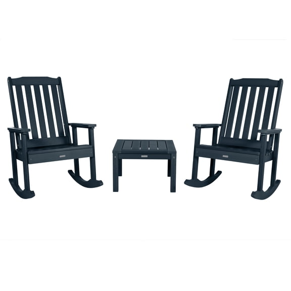 Highwood 3-pc Lehigh Rocking Chair Set - 2 Lehigh Rockers and 1 Adirondack Side Table, Outdoor, Eco-friendly, Synthetic Wood