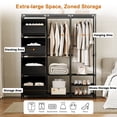 thumbnail image 4 of Dovied Portable Closet, Large Capacity Wardrobe Closet, Clothes Organizer with Shelves 4 Storage Baskets and 2 Hanging Rods, Black, 4 of 8
