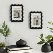 Mainstays 5 x 7 Black Wavy Tabletop Picture Frame, Fits 3.5 x 5 Photo with Mat