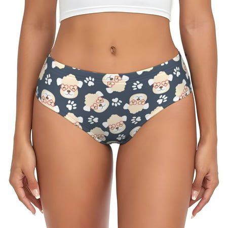 Womens Underwear - Cute Dog Love Glasses No Show Seamless Underwear for Women  Soft Comfort Stretch Women s Panties  Hipster Ladies Panties Bikini Underwear Briefs