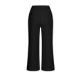 thumbnail image 4 of Glisme Trousers For Women Solid Color Elastic Waist With Drawstring Summer Cozy Soft Women Wide Leg Pants Size L Black, 4 of 6