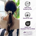 thumbnail image 4 of Mulberry Park Silks 100% Pure Silk Hair Scrunchies, 3 Pack - Prevents Frizz, Hair Breakage, Gentle On All Hair Types, Hair Accessories - Large - Black, Silver, Grey, 4 of 7