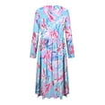 thumbnail image 5 of Gamivast Spring Dresses for Women Long Sleeve Round Neck Floral Maxi Dress Cherry Blossom Print Swing Dress High Waist Flowy Long Dress Casual Vacation, 5 of 6
