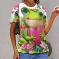 thumbnail image 6 of Frog Heart Flowers Spring Women's Short Sleeve Tops Casual Blouses T Shirt, 6 of 6