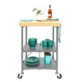 thumbnail image 6 of Origami Foldable Wheeled Portable Solid Wood Top Kitchen Island Bar Cart, 6 of 10