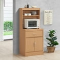 thumbnail image 3 of Hodedah 54" Tall Kitchen Cabinet with Open Shelves, 1-Drawer and Bottom Enclosed Storage, Beech, 3 of 3