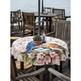 thumbnail image 2 of Outdoor Tablecloths with Umbrella Hole & Zipper, Birds Floral Round Tablecloths 60 Inch, Farmhouse Country Pink Flower Leaf Wood Grain Waterproof Table Cloth, Patio/Pool/Picnic Table Covers, 2 of 8