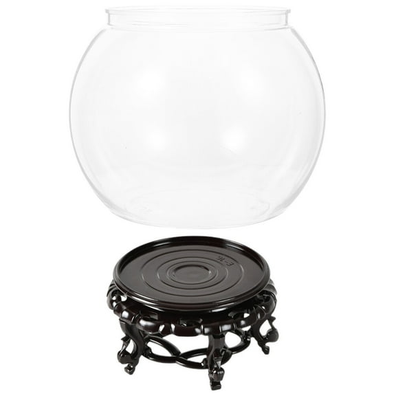 Luxshiny 1Set Transparent Round Fish Tank with Potted Plant Riser Ideal for Home and Office Use