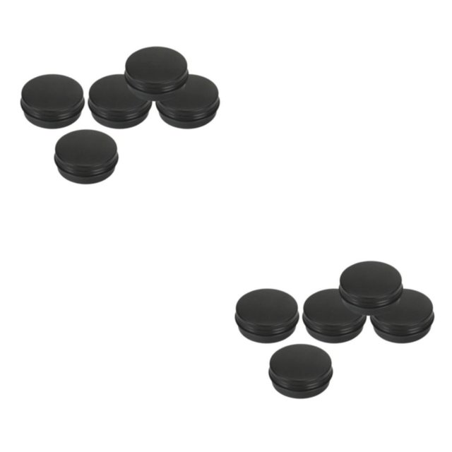 Transemion 5pcs Empty Aluminum Jars Cosmetic Screw Balm Lip Lid Cans Containers Black 10ml 2Set