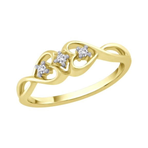 Diamond Double Heart Promise Ring in 10K Yellow Gold (1/20 cttw)