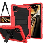 SOATUTO Tablet Case for T-Mobile Revvl Tab 5G 2023 Released Heavy Duty Protective Cover with Kickstand Built in Shoulder Strap Kids Friendly Shell Case Fit for T-Mobile Revvl Tab 5G - Red+Black