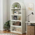 thumbnail image 5 of Dextrus Arched Modern 5 Tiers Wooden Bookshelf, 68.5" Tall Display Storage Rack, White, 5 of 10