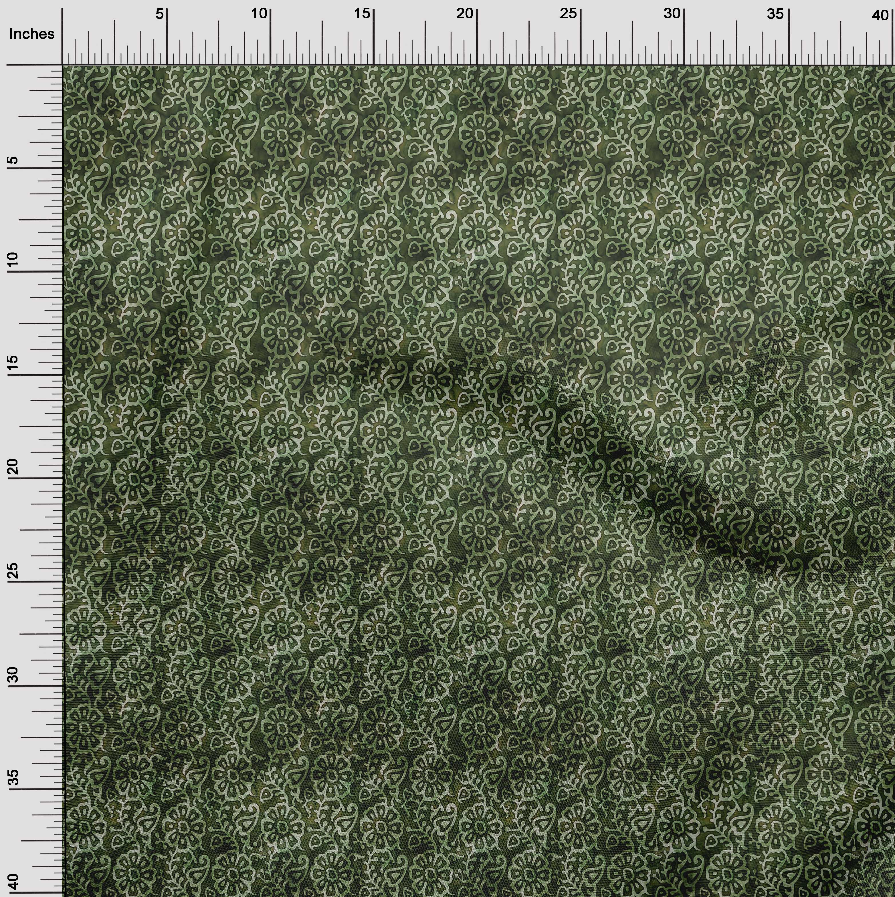 oneOone Silk Tabby Green Fabric Asian Batik Floral Diy Clothing Quilting Fabric Print Fabric By Yard 42 Inch Wide