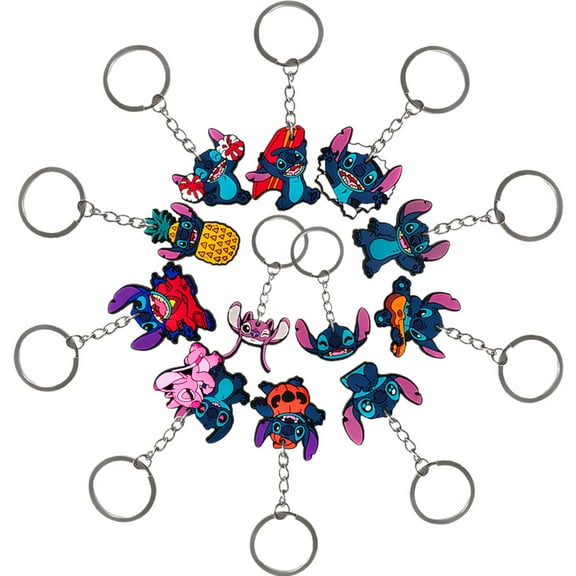 12 Pcs Stitch Keyring Keychain Pendant for Party Bag Anime Theme Party Favors Pendant Birthday Party Supply Decoration‌