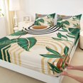 thumbnail image 3 of Manfei Green Monstera Leaf Full Size Sheets,Tropical Botanical Leaves Bed Sheets,Black Gold Lines Sheet Sets For Adults,Ultra Soft Home Decor,4 Pieces, 3 of 7
