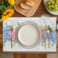 thumbnail image 4 of Blue Pink Hydrangea Placemats Set of 6, Eucalyptus Leaves Wooden Summer Botanical Placemats for Dining Table, Place Mats for Kitchen Tabletop, Waterproof Wipeable Dining Table Mats Set, 4 of 9