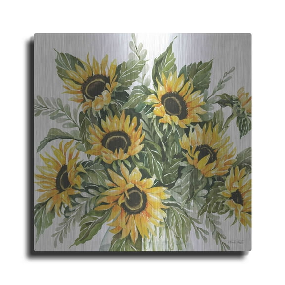 Luxe Metal Art 'Sunshine Bouquet' by Cindy Jacobs, Metal Wall Art, 24"x24"