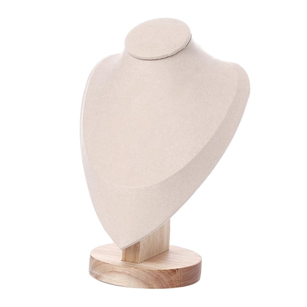 Expositor de joyas con base de madera, soporte para busto, cadena y maniquí Blanco roto M