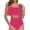 Hot Pink, variant on Qiopertar Women's Ruffled Swimsuit Set Vintage Two Piece Bikini with Shorts High Waist Tummy Control Swimwear Beach Pool Party Vacation, Black M