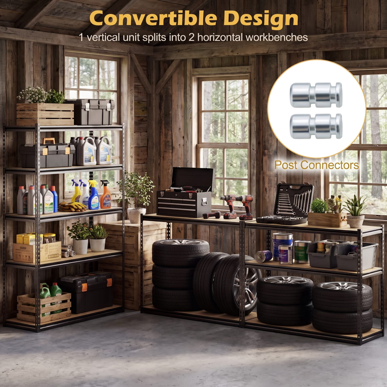 Biotree 5-Tier Metal Shelving Unit 2200 lbs Capacity with Adjustable Shelves 30" × 12" × 60" for Warehouse Basement, Black