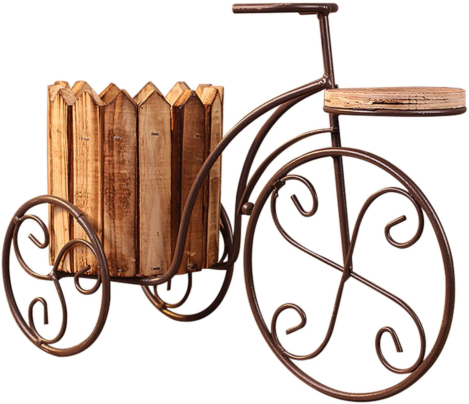 Bicycle Flower Stand Wrought Iron Craft Decoration Outdoor Garden Patio Flower Basket Pot