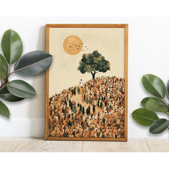 Jesus Feeds the 5000 Art Bible Wall Art Christian Religious Home Decor, Unframed Paper Poster 8x10in