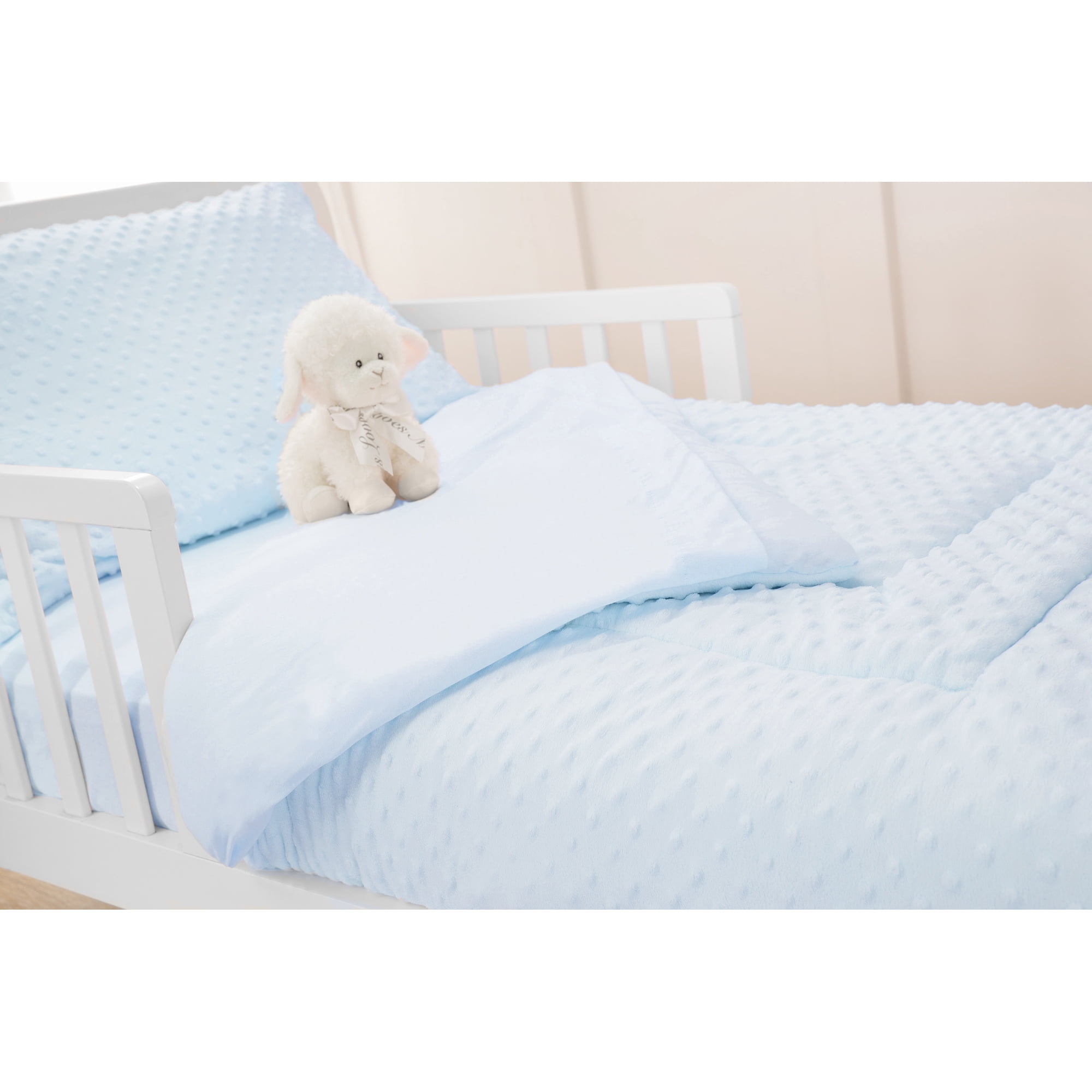 American Baby Company Heavenly Soft Minky Dot Chenille Toddler Bedding Set, Blue, 4 Piece, for Boys and Girls