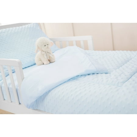 American Baby Company Heavenly Soft Minky Dot Chenille Toddler Bedding Set, Blue, 4 Piece, for Boys and Girls
