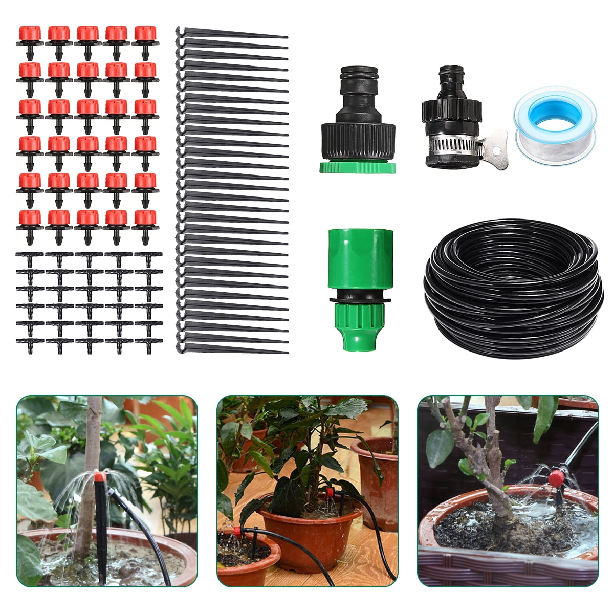 Details about   Drip Irrigation System Plant Timer Self Garden Watering Hose Spray Kit 